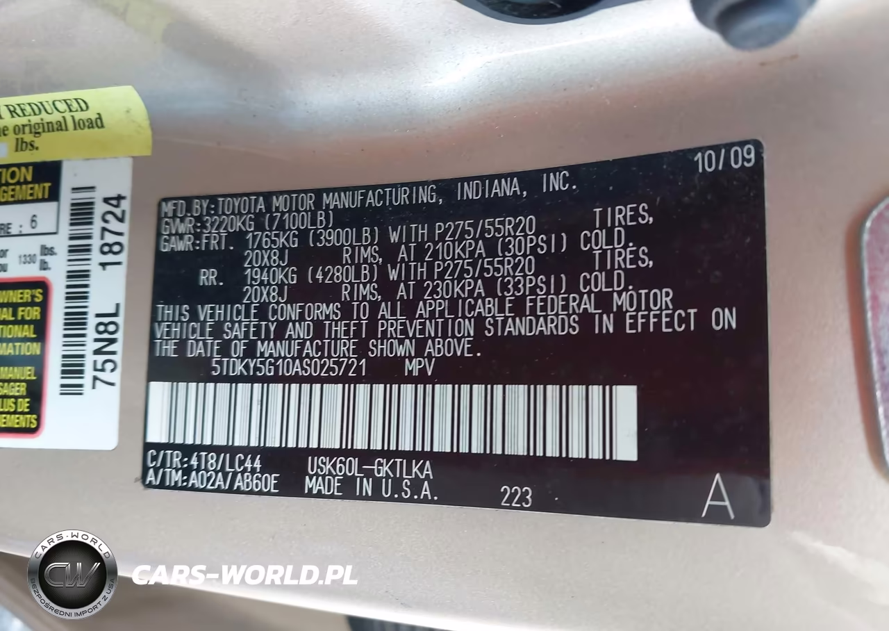 2010 Toyota Sequoia Limited 5.7L V8 VIN:5TDKY5G10AS025721 - 9