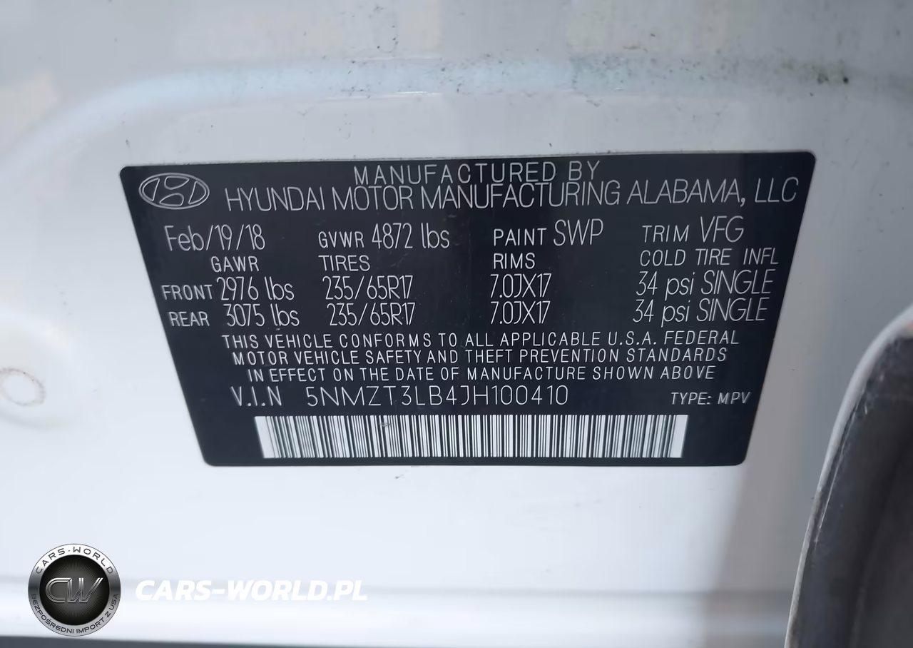 2018 Hyundai Santa Fe Sport 2.4L VIN:5NMZT3LB4JH100410 - 9