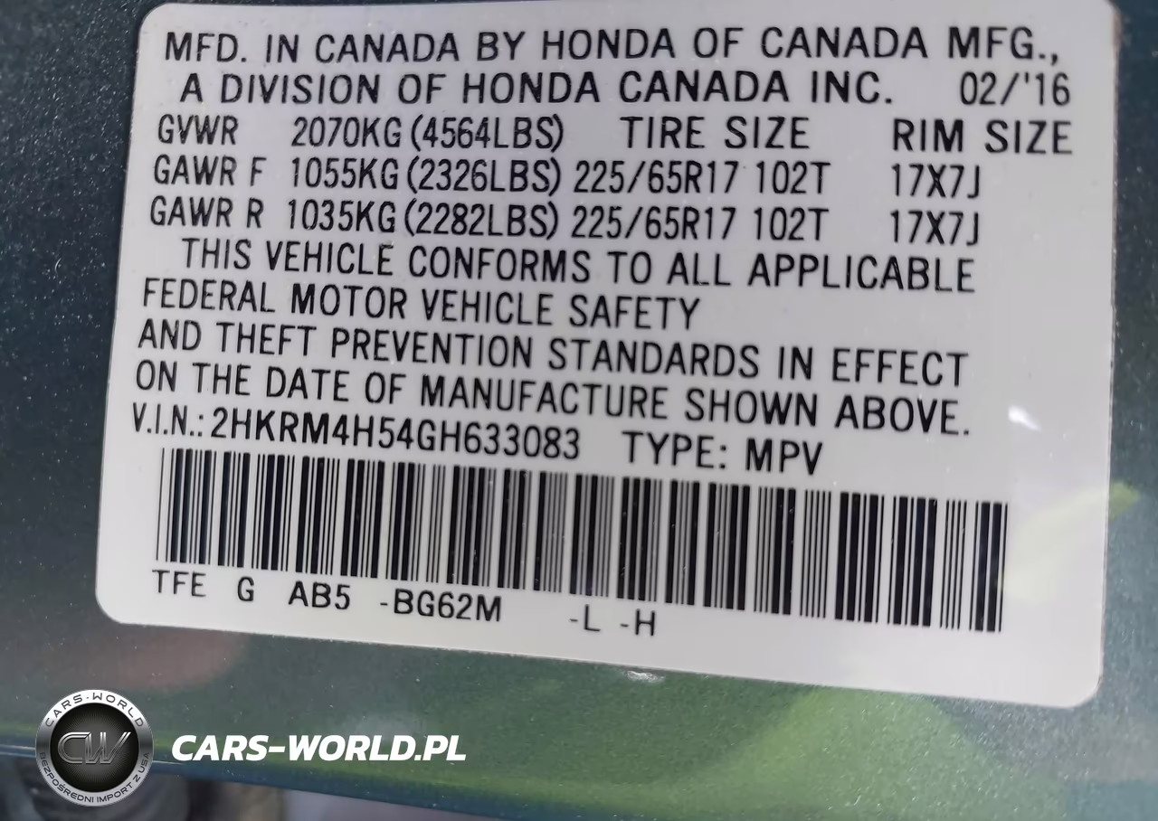 2016 Honda Cr-V Ex VIN:2HKRM4H54GH633083 - 9
