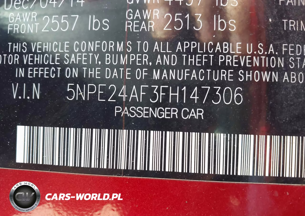 2015 Hyundai Sonata Se VIN:5NPE24AF3FH147306 - 9