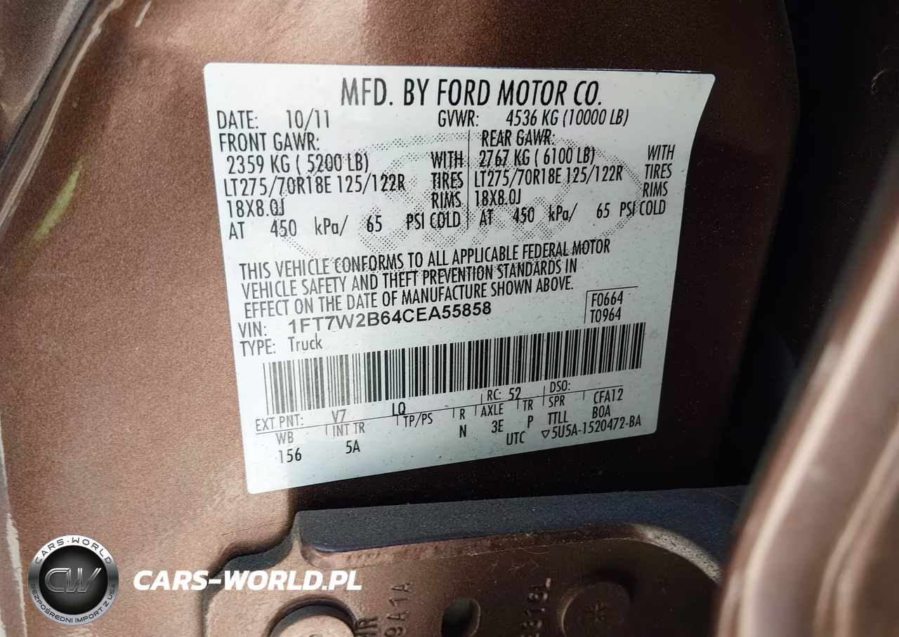 2012 Ford F-250 Lariat VIN:1FT7W2B64CEA55858 - 9