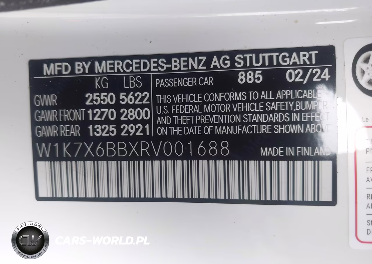 2024 Mercedes-Benz Amg Gt 53 4-Door Coupe VIN:W1K7X6BBXRV001688 - 9
