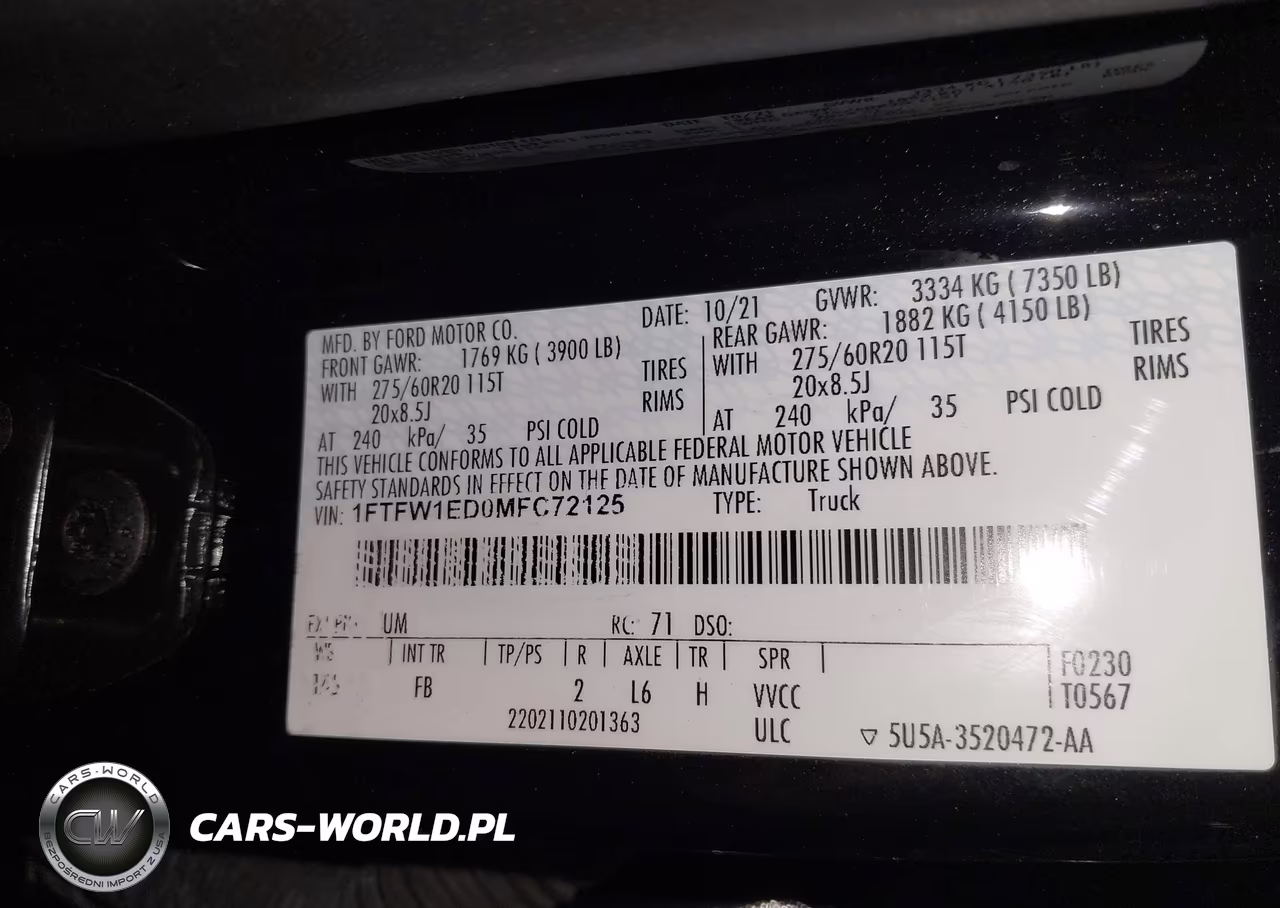 2021 Ford F-150 Xlt VIN:1FTFW1ED0MFC72125 - 9