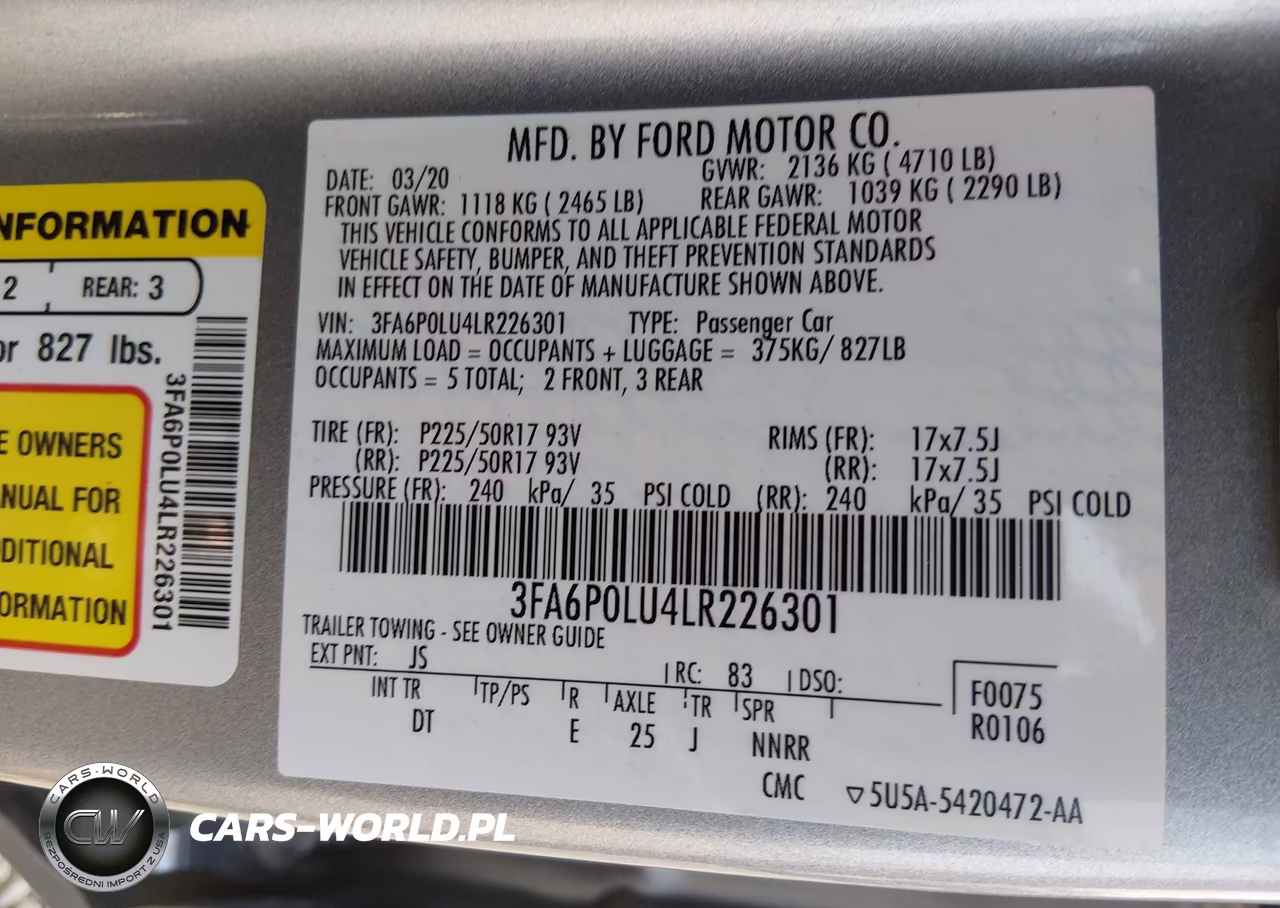 2020 Ford Fusion Hybrid Se VIN:3FA6P0LU4LR226301 - 9