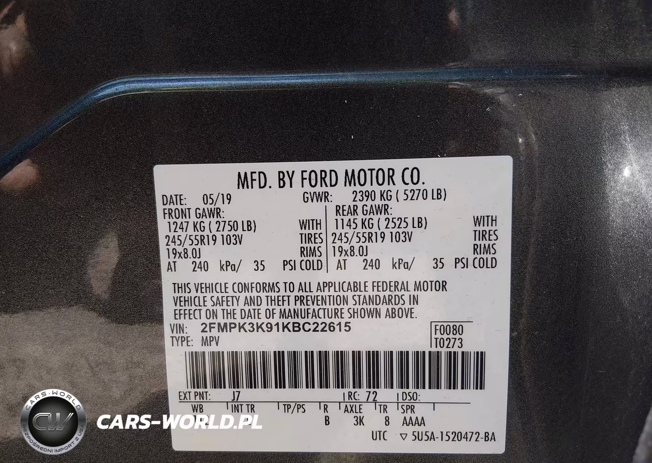 2019 Ford Edge Titanium VIN:2FMPK3K91KBC22615 - 9