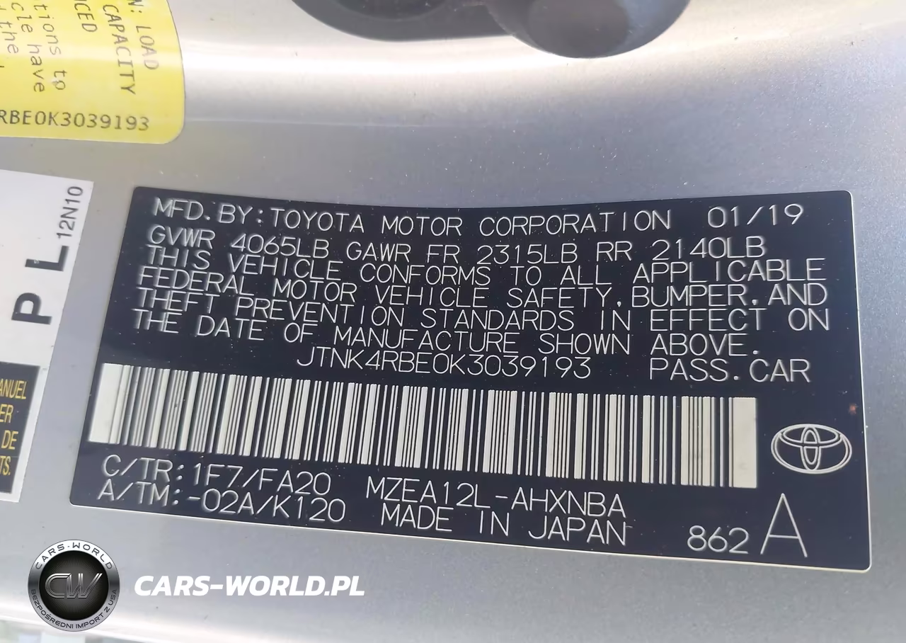 2019 Toyota Corolla Se VIN:JTNK4RBE0K3039193 - 9