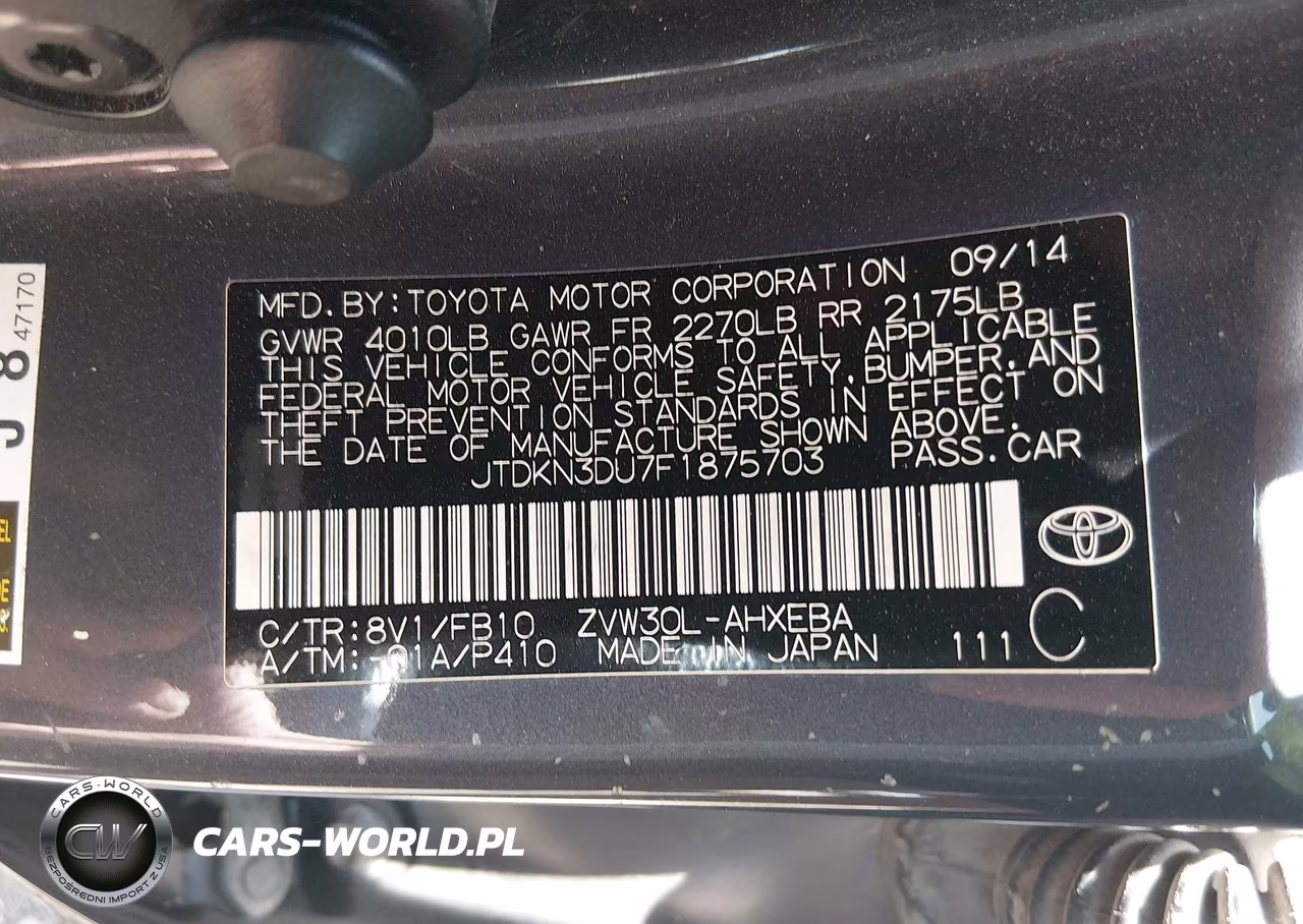 2015 Toyota Prius VIN:JTDKN3DU7F1875703 - 9