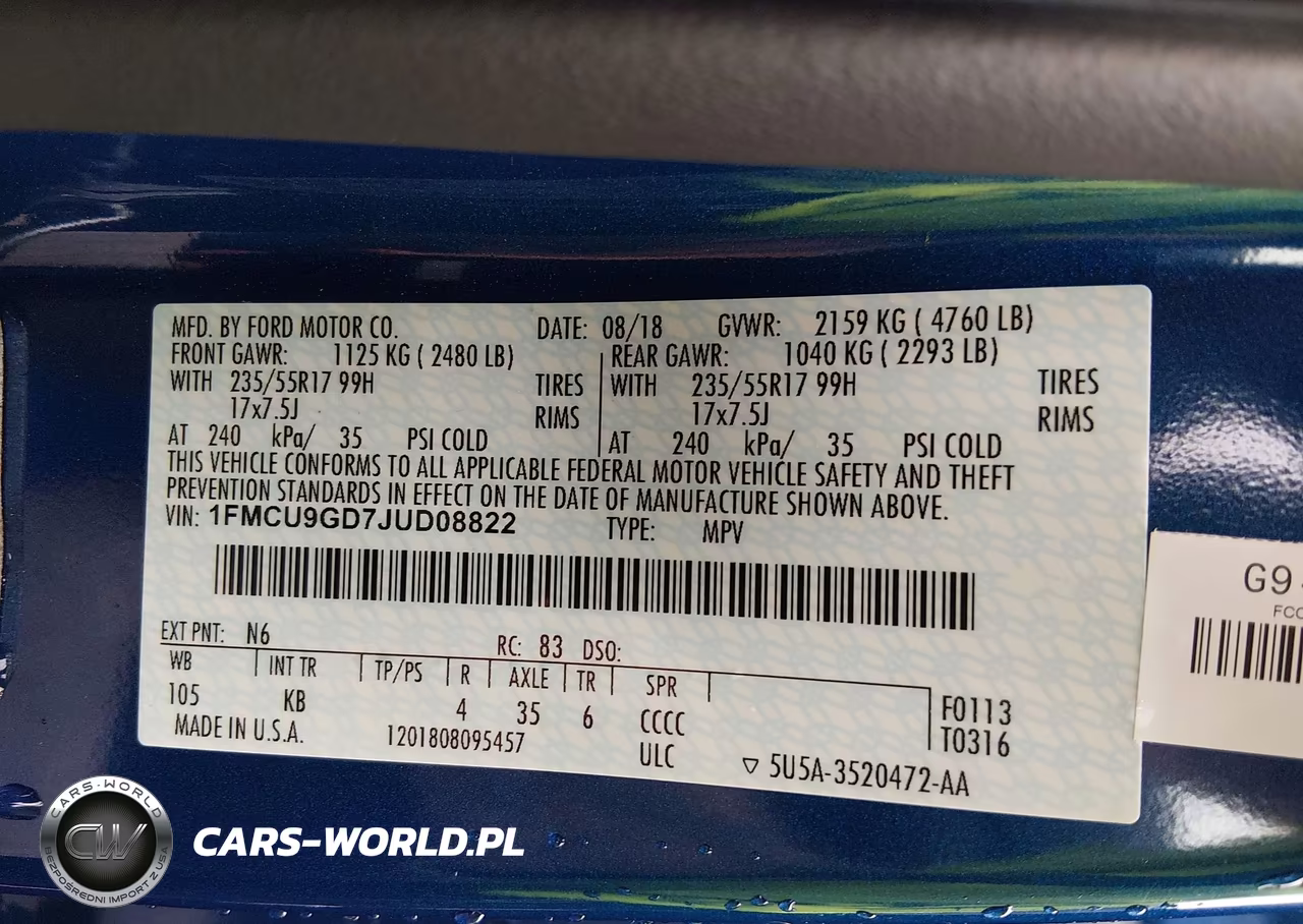 2018 Ford Escape Se VIN:1FMCU9GD7JUD08822 - 9