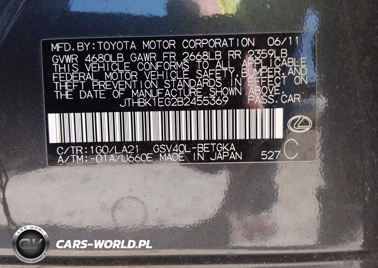 2011 Lexus Es 350 VIN:JTHBK1EG2B2455369 - 9