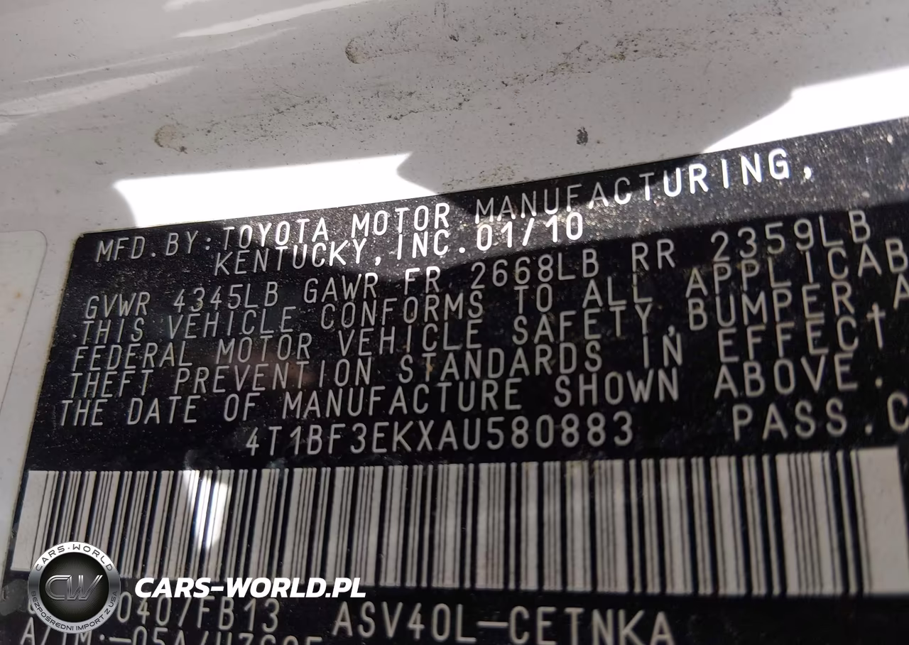 2010 Toyota Camry Le VIN:4T1BF3EKXAU580883 - 9