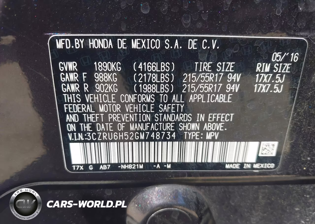 2016 Honda Hr-V Ex VIN:3CZRU6H52GM748734 - 9