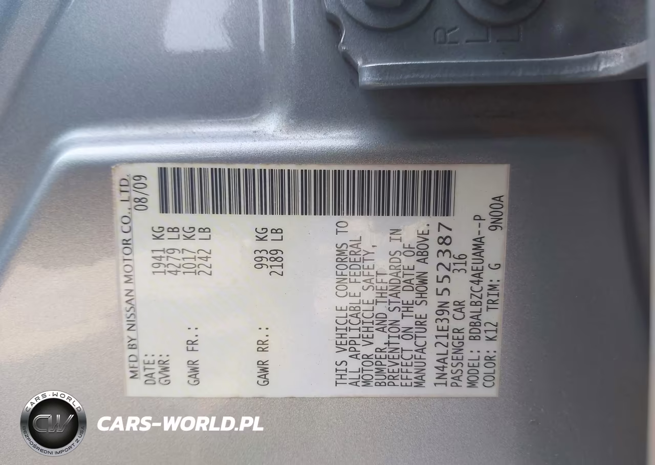 2009 Nissan Altima 2.5 S VIN:1N4AL21E39N552387 - 9
