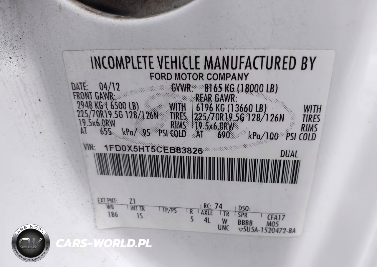 2012 Ford F-550 Chassis Xl VIN:1FD0X5HT5CEB83826 - 9