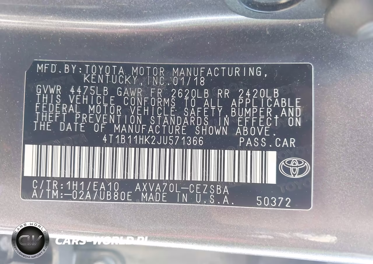 2018 Toyota Camry Se VIN:4T1B11HK2JU571366 - 9