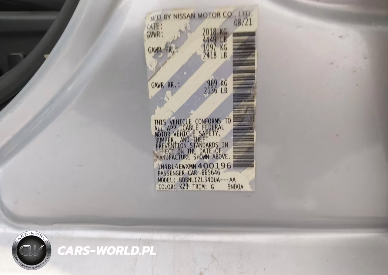 2021 Nissan Altima Sl Intelligent Awd VIN:1N4BL4EWXMN400196 - 9