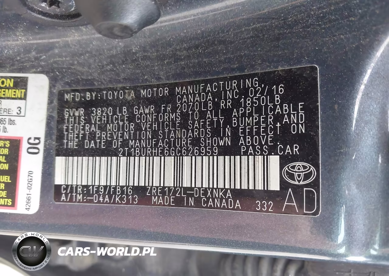 2016 Toyota Corolla Le VIN:2T1BURHE6GC626959 - 9