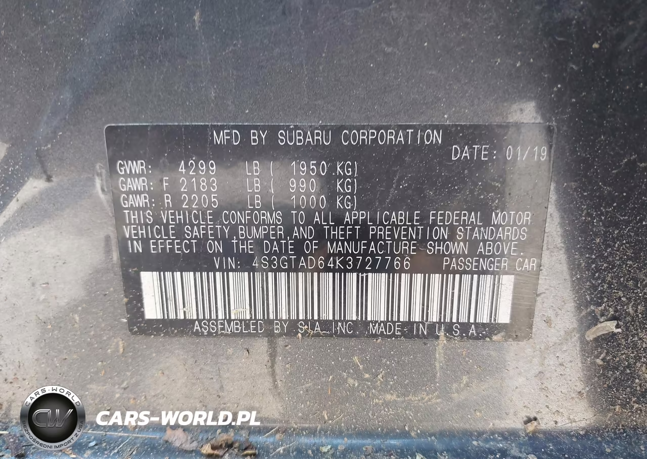 2019 Subaru Impreza 2.0I Premium VIN:4S3GTAD64K3727766 - 9
