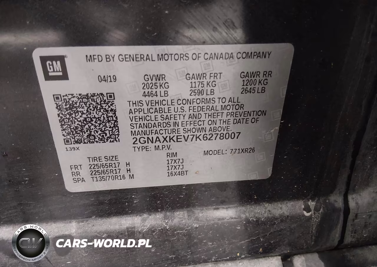 2019 Chevrolet Equinox Lt VIN:2GNAXKEV7K6278007 - 9