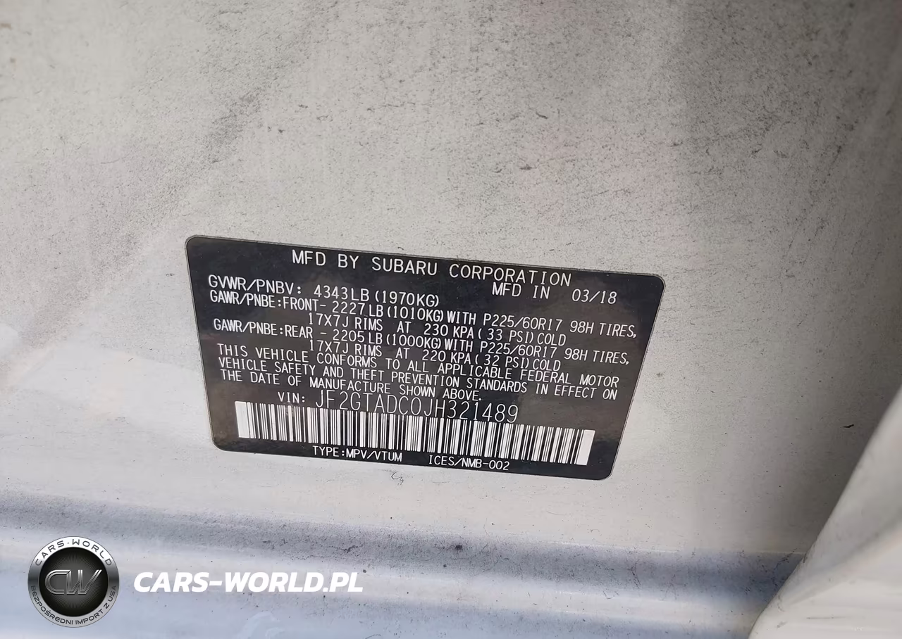 2018 Subaru Crosstrek 2.0I Premium VIN:JF2GTADC0JH321489 - 9
