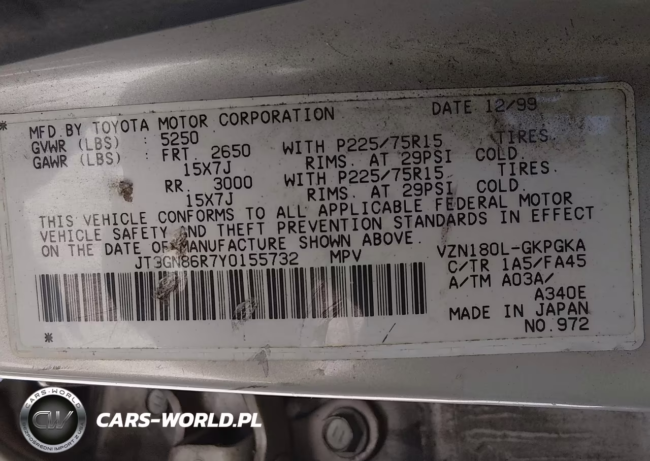 2000 Toyota 4Runner Sr5 V6 VIN:JT3GN86R7Y0155732 - 9