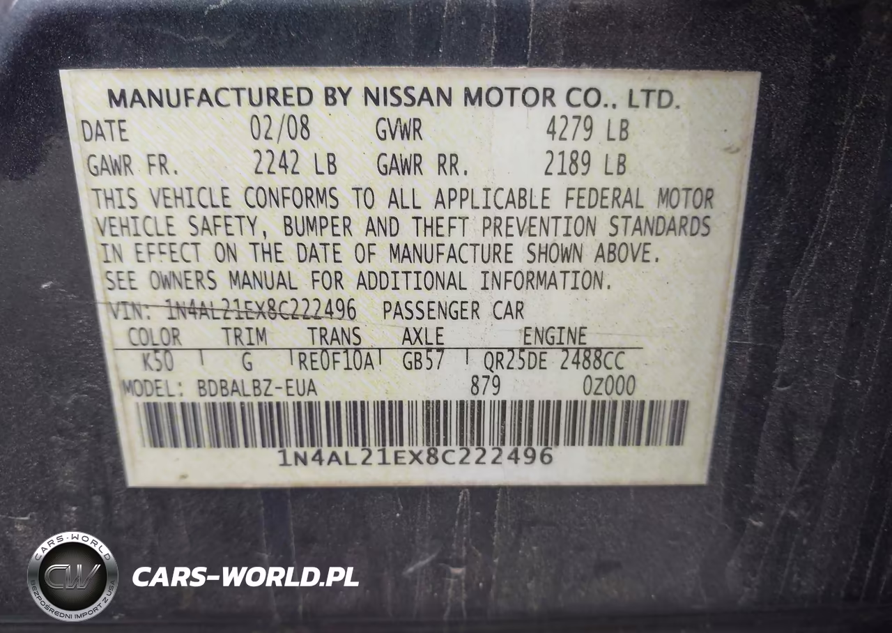 2008 Nissan Altima 2.5 S VIN:1N4AL21EX8C222496 - 9