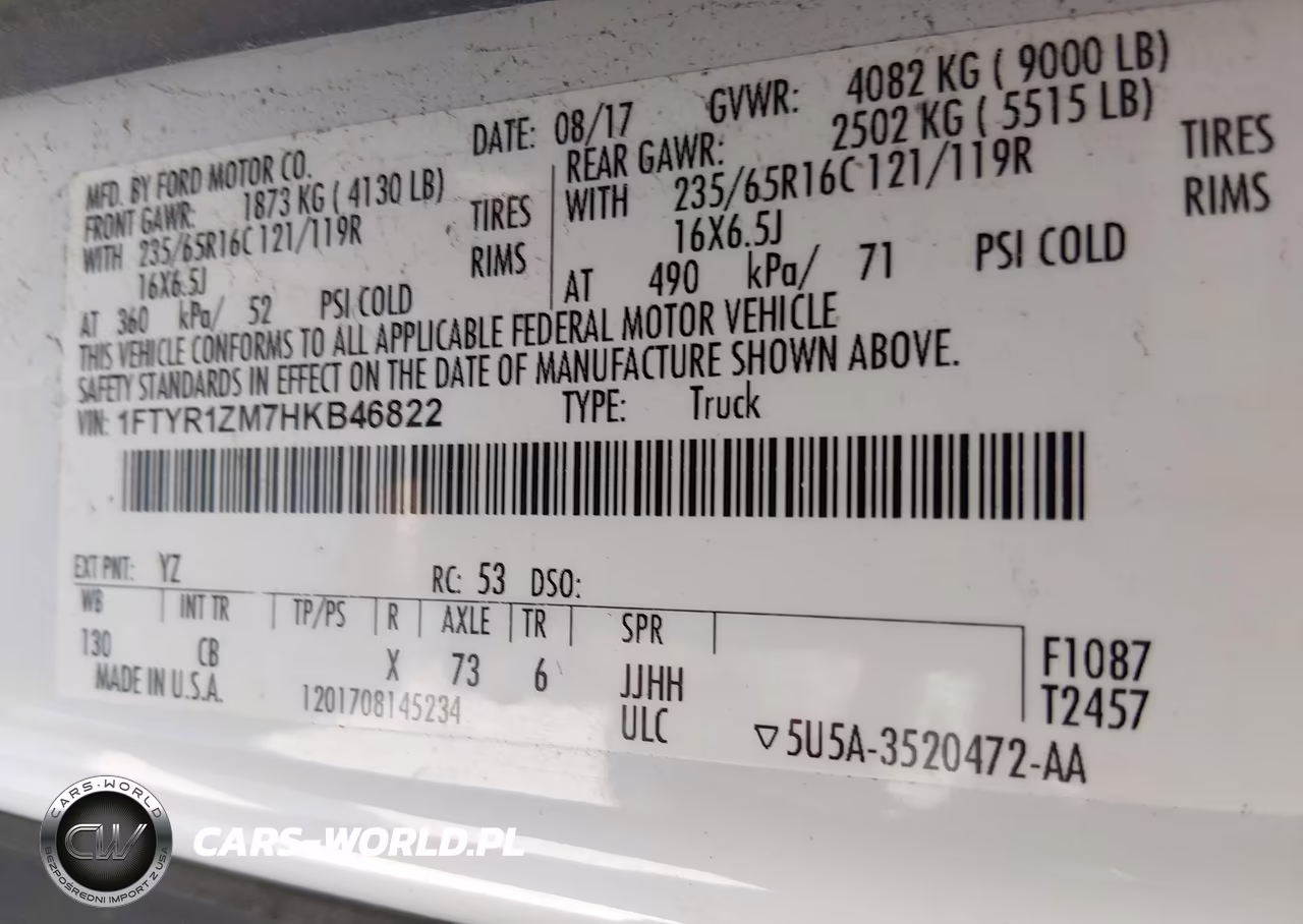 2017 Ford Transit-250 VIN:1FTYR1ZM7HKB46822 - 9