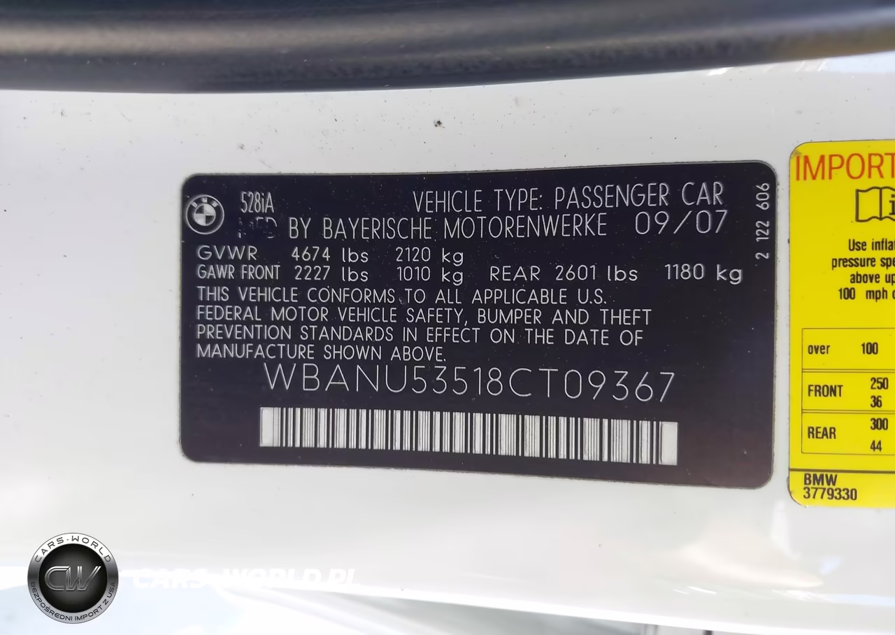 2008 BMW 528I VIN:WBANU53518CT09367 - 9