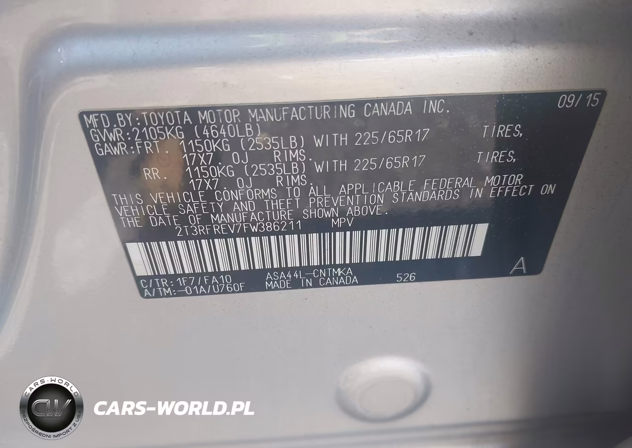 2015 Toyota Rav4 Xle VIN:2T3RFREV7FW386211 - 9