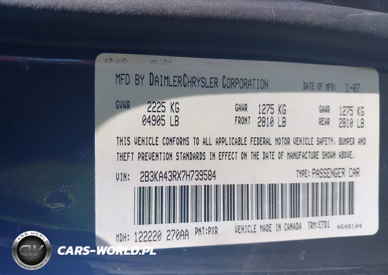 2007 Dodge Charger VIN:2B3KA43RX7H739584 - 9