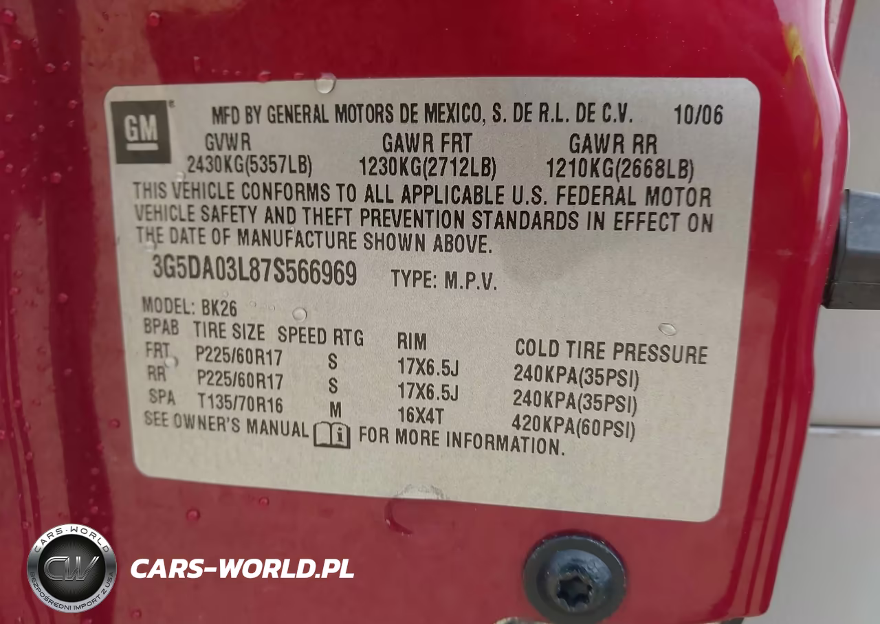 2007 Buick Rendezvous Cx VIN:3G5DA03L87S566969 - 9