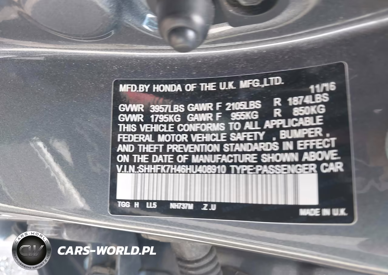 2017 Honda Civic Sport VIN:SHHFK7H46HU408910 - 9