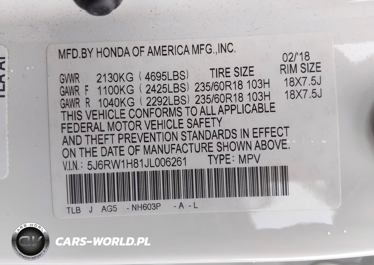 2018 Honda Cr-V Ex-L-Ex-L Navi VIN:5J6RW1H81JL006261 - 9