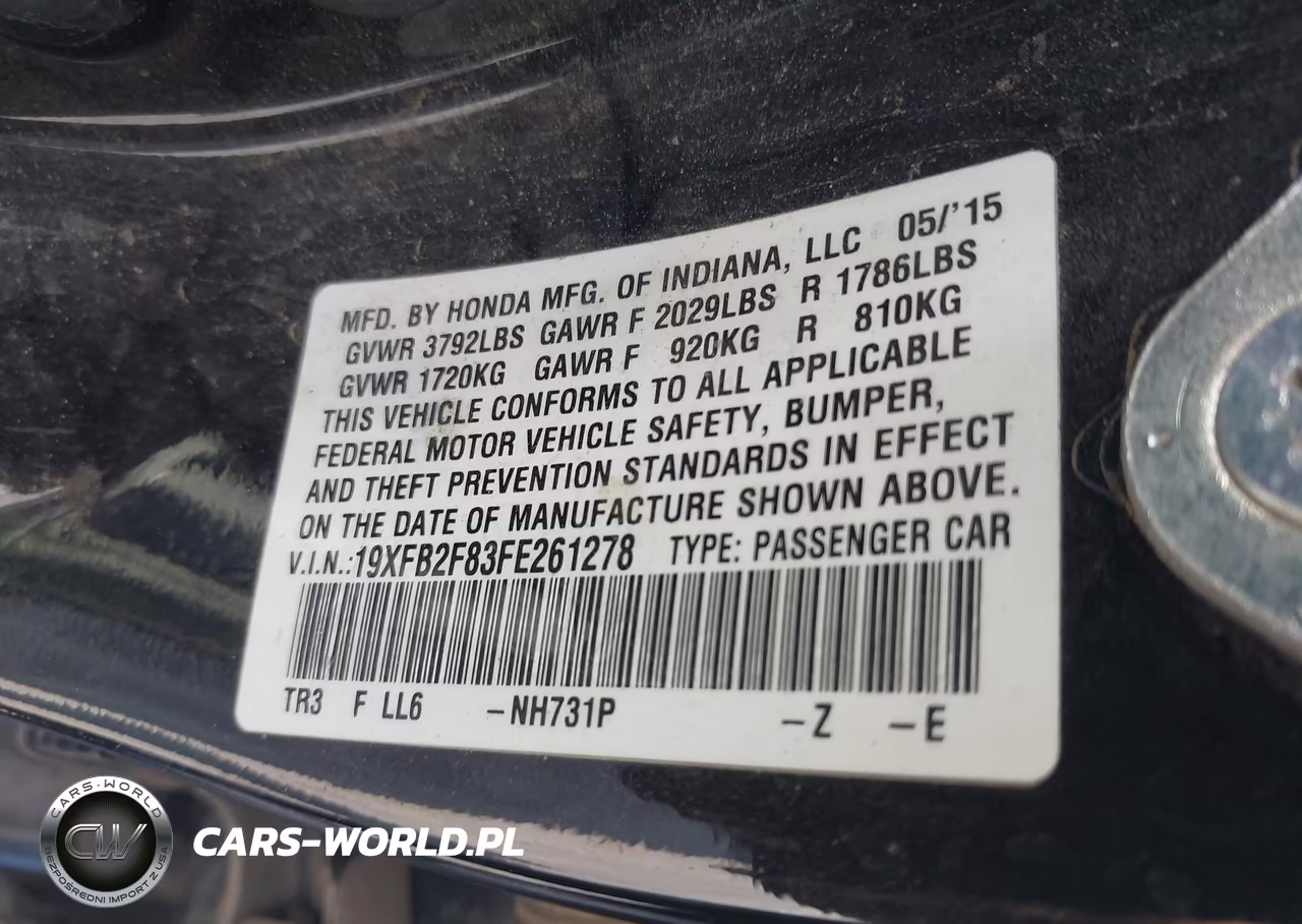 2015 Honda Civic Ex VIN:19XFB2F83FE261278 - 9