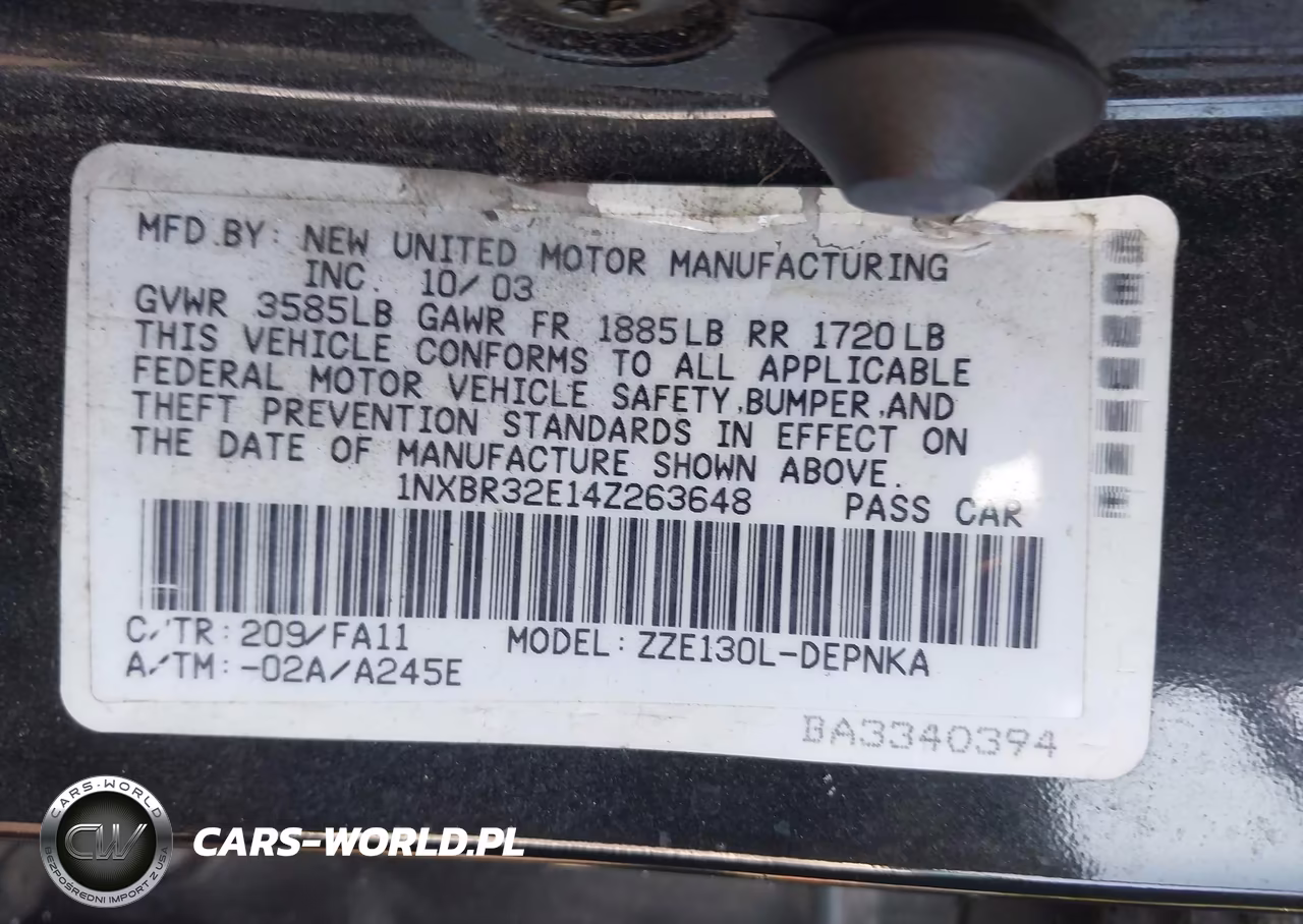 2004 Toyota Corolla Le VIN:1NXBR32E14Z263648 - 9