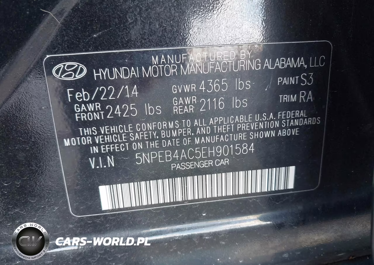 2014 Hyundai Sonata Gls VIN:5NPEB4AC5EH901584 - 9
