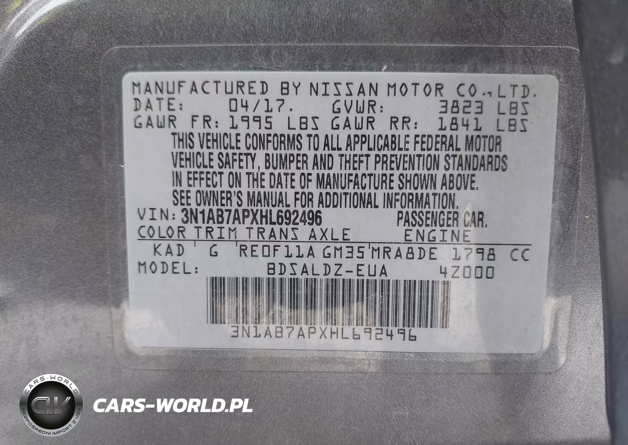 2017 Nissan Sentra Sv VIN:3N1AB7APXHL692496 - 9