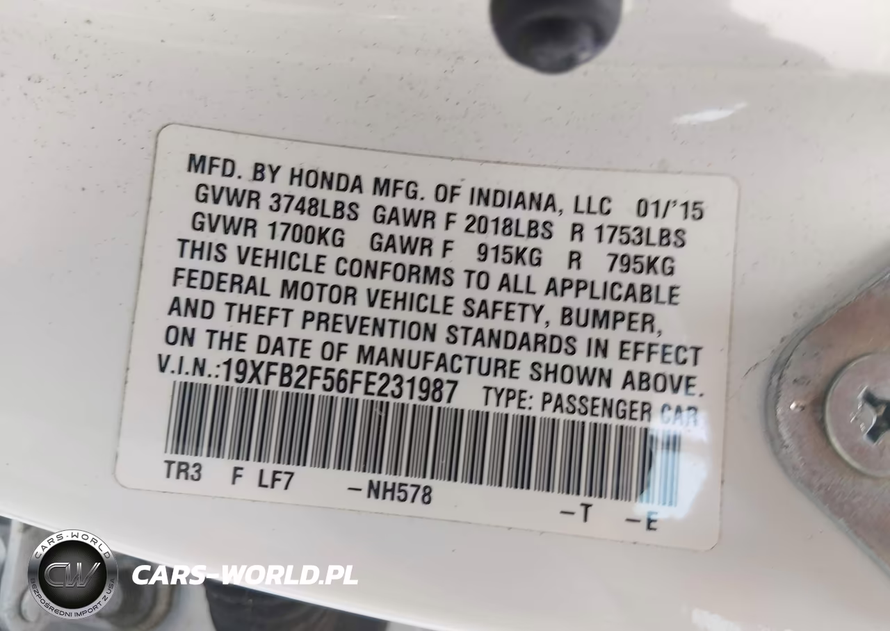2015 Honda Civic Lx VIN:19XFB2F56FE231987 - 9