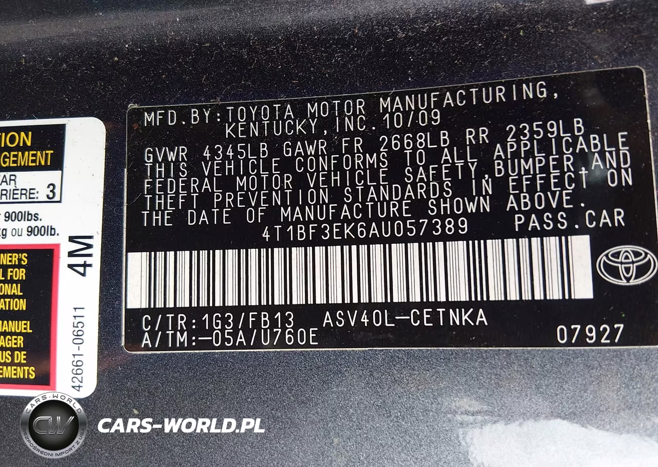 2010 Toyota Camry Le VIN:4T1BF3EK6AU057389 - 9