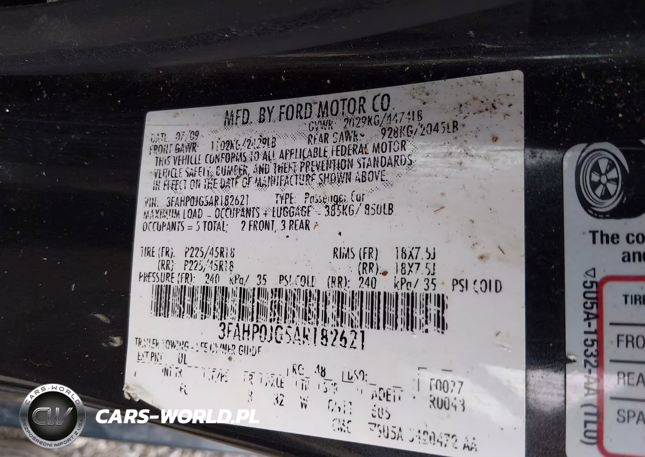 2010 Ford Fusion Sel VIN:3FAHP0JG5AR182621 - 9