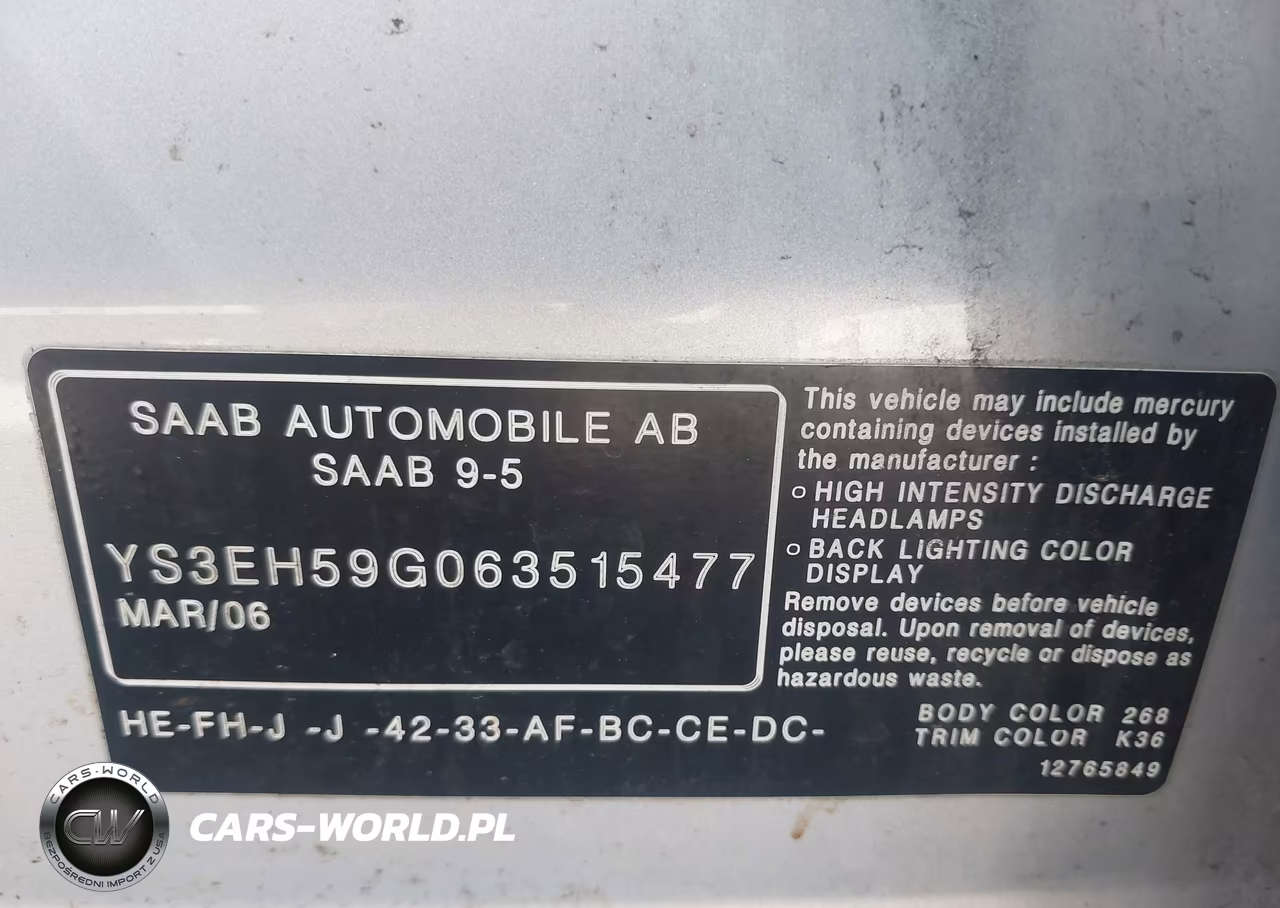 2006 Saab 9-5 2.3T Sport VIN:YS3EH59G063515477 - 9