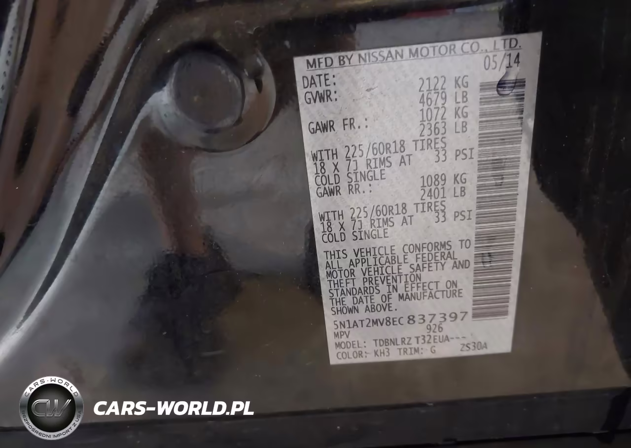 2014 Nissan Rogue Sl VIN:5N1AT2MV8EC837397 - 9
