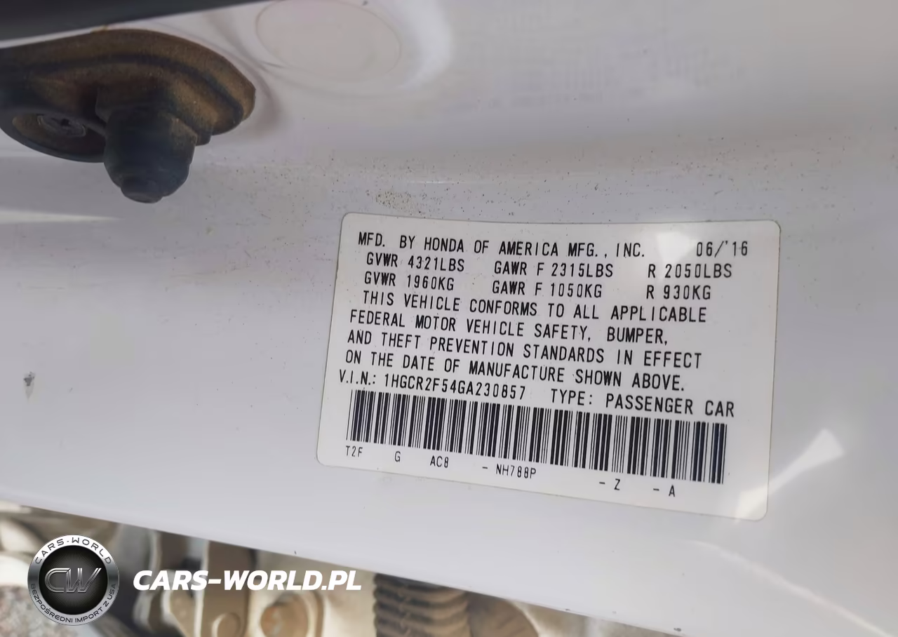 2016 Honda Accord Sport VIN:1HGCR2F54GA230857 - 9