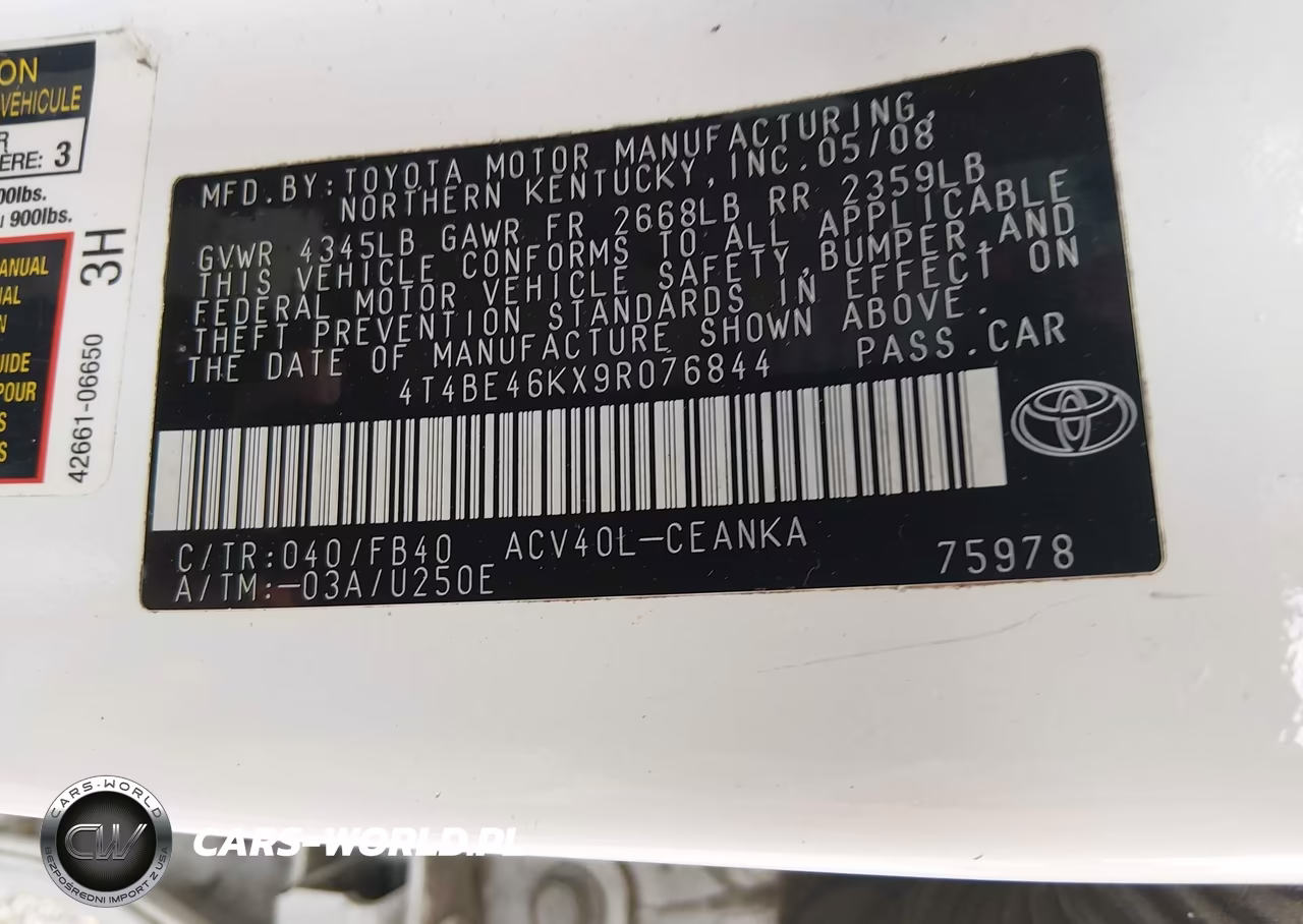 2009 Toyota Camry Le VIN:4T4BE46KX9R076844 - 9