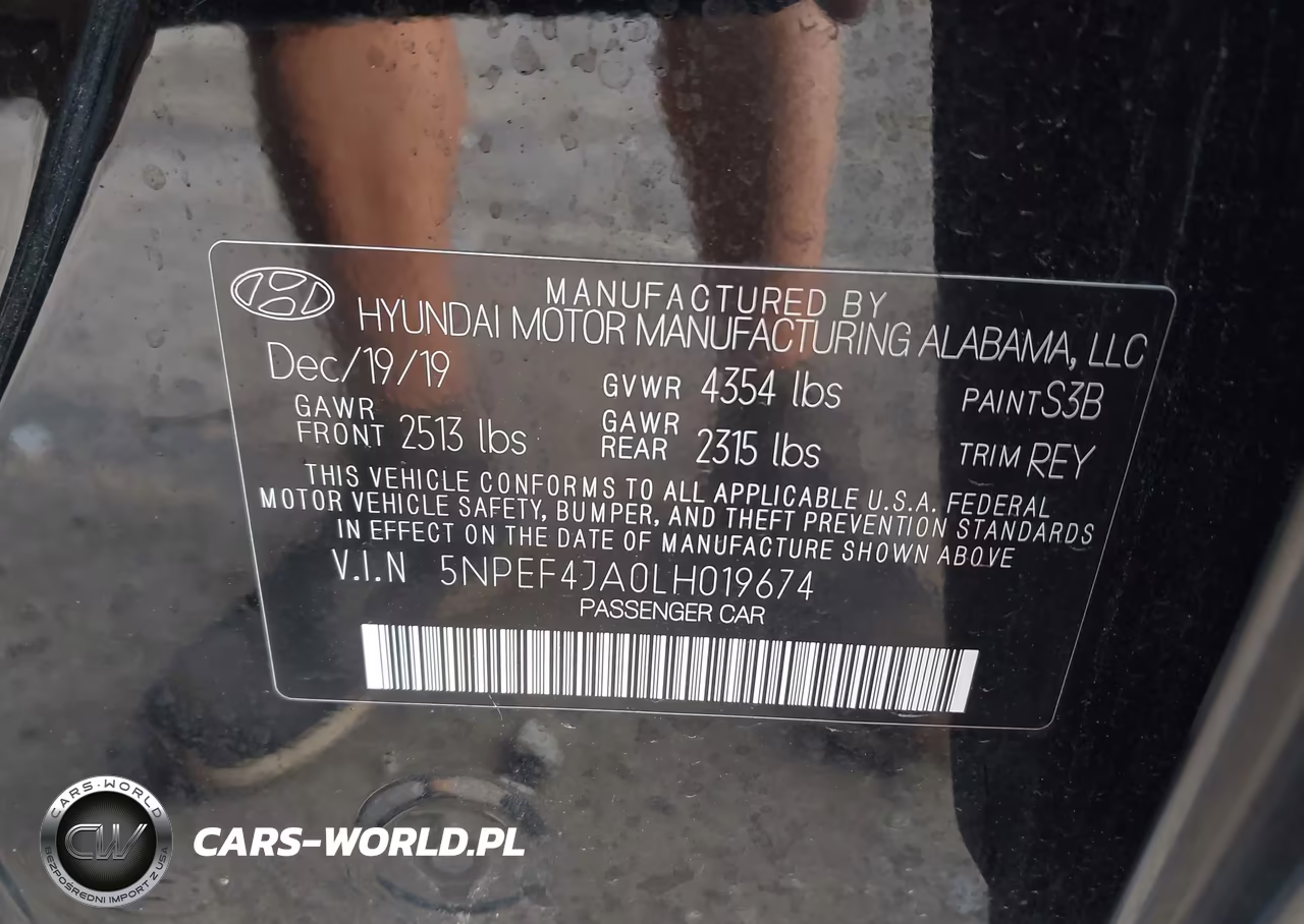 2020 Hyundai Sonata Sel VIN:5NPEF4JA0LH019674 - 9