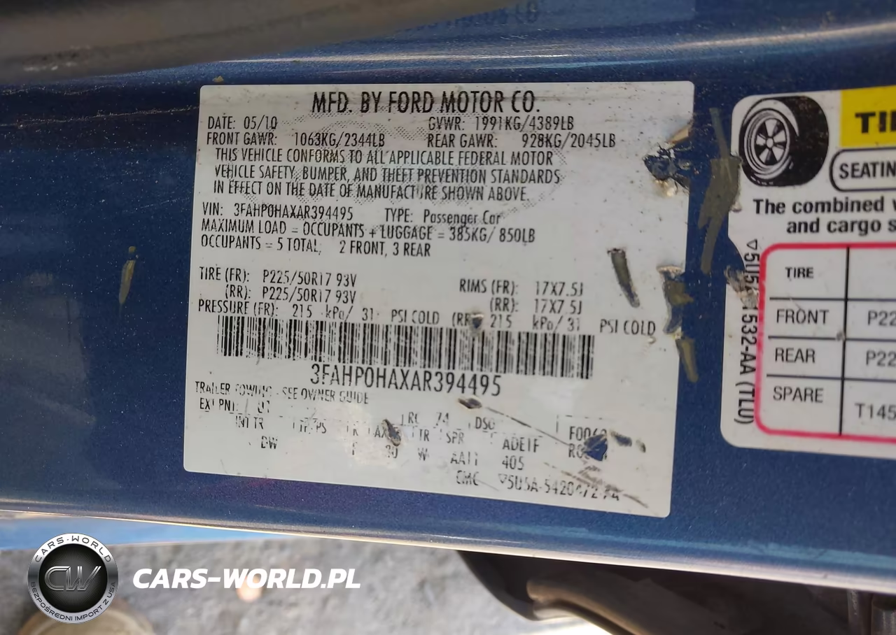 2010 Ford Fusion Se VIN:3FAHP0HAXAR394495 - 9