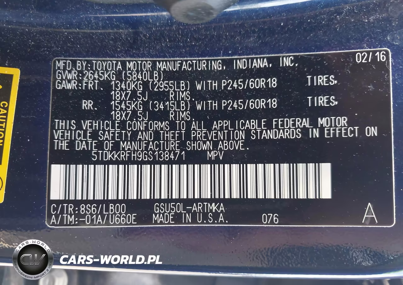 2016 Toyota Highlander Xle V6 VIN:5TDKKRFH9GS138471 - 9