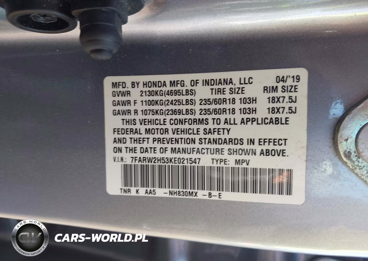 2019 Honda Cr-V Ex VIN:7FARW2H53KE021547 - 9