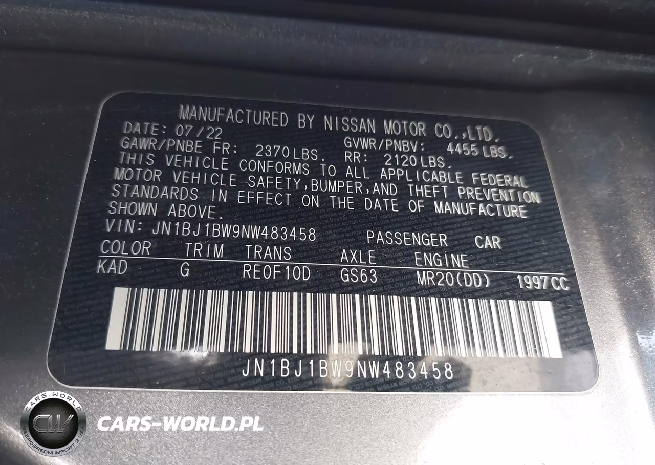 2022 Nissan Rogue Sport Sv Awd Xtronic Cvt VIN:JN1BJ1BW9NW483458 - 9