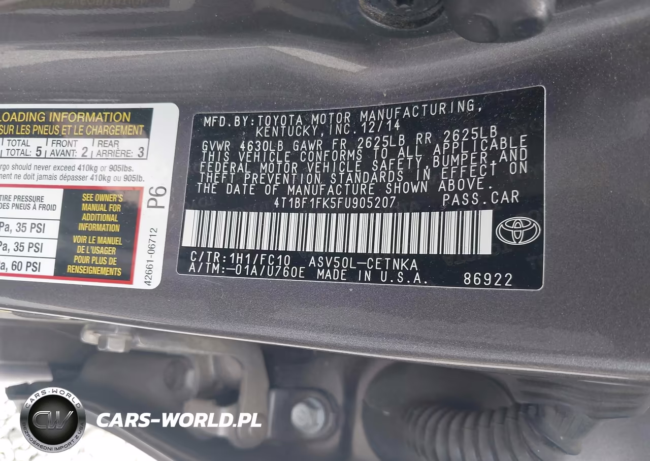 2015 Toyota Camry Le VIN:4T1BF1FK5FU905207 - 9