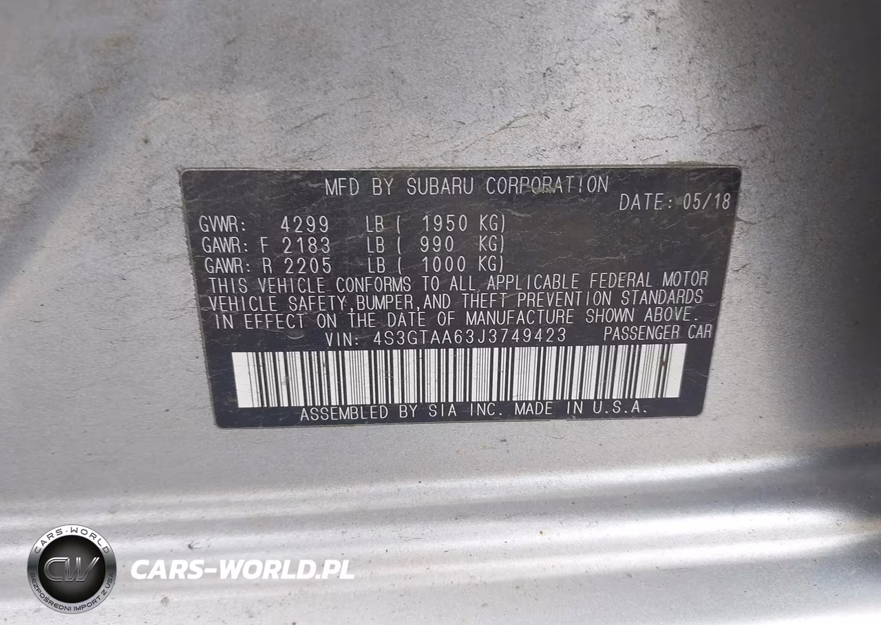 2018 Subaru Impreza 2.0I VIN:4S3GTAA63J3749423 - 9